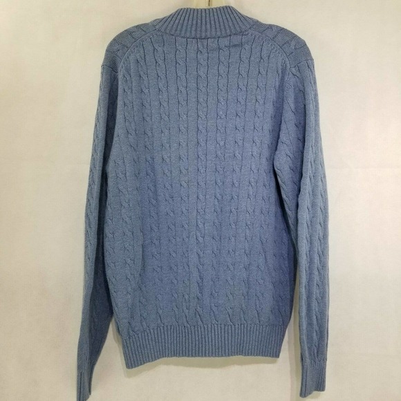 Izod Mens Blue Cable Knit 1/4 Zip Pullover Sweater M - Picture 8 of 11
